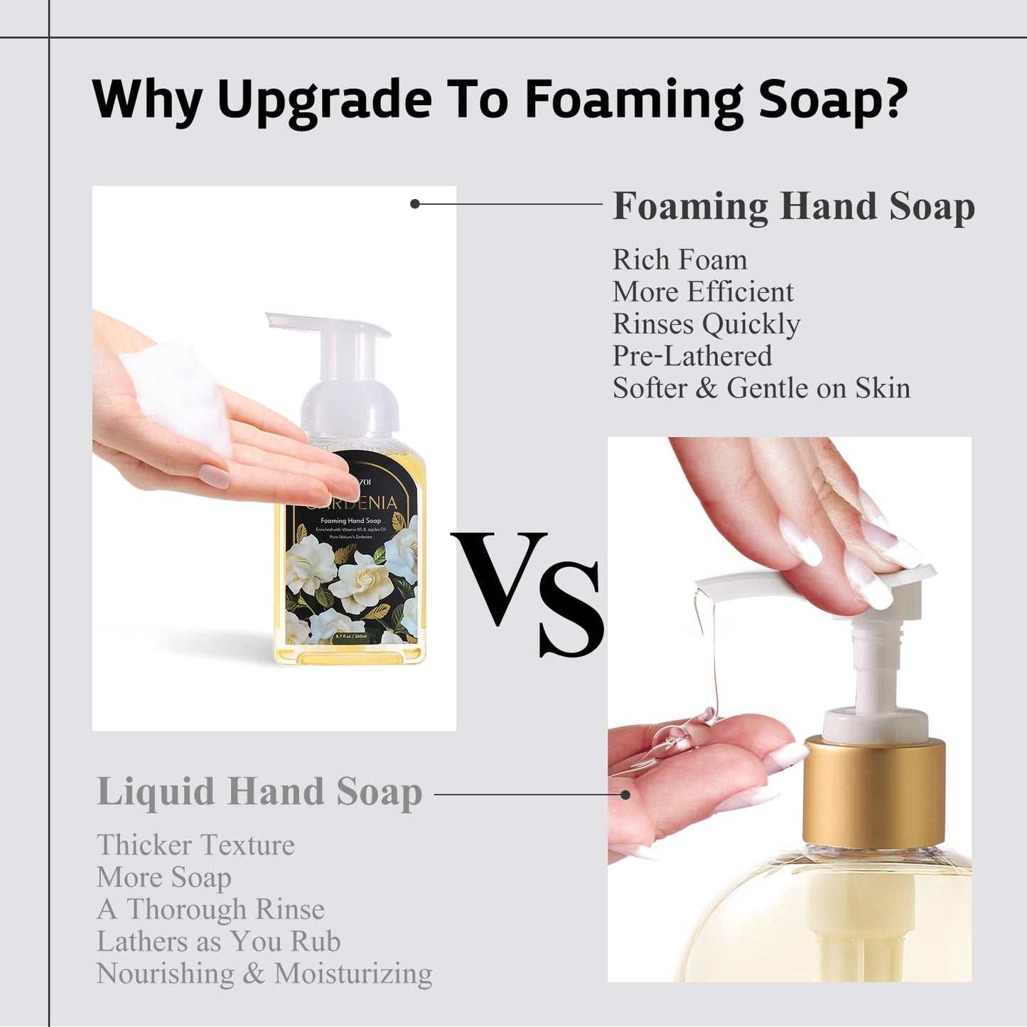 ROMIIE ZOI Foaming Hand Soap Refill Set, Gardenia, 33.8 Fl Oz, 3-Pack