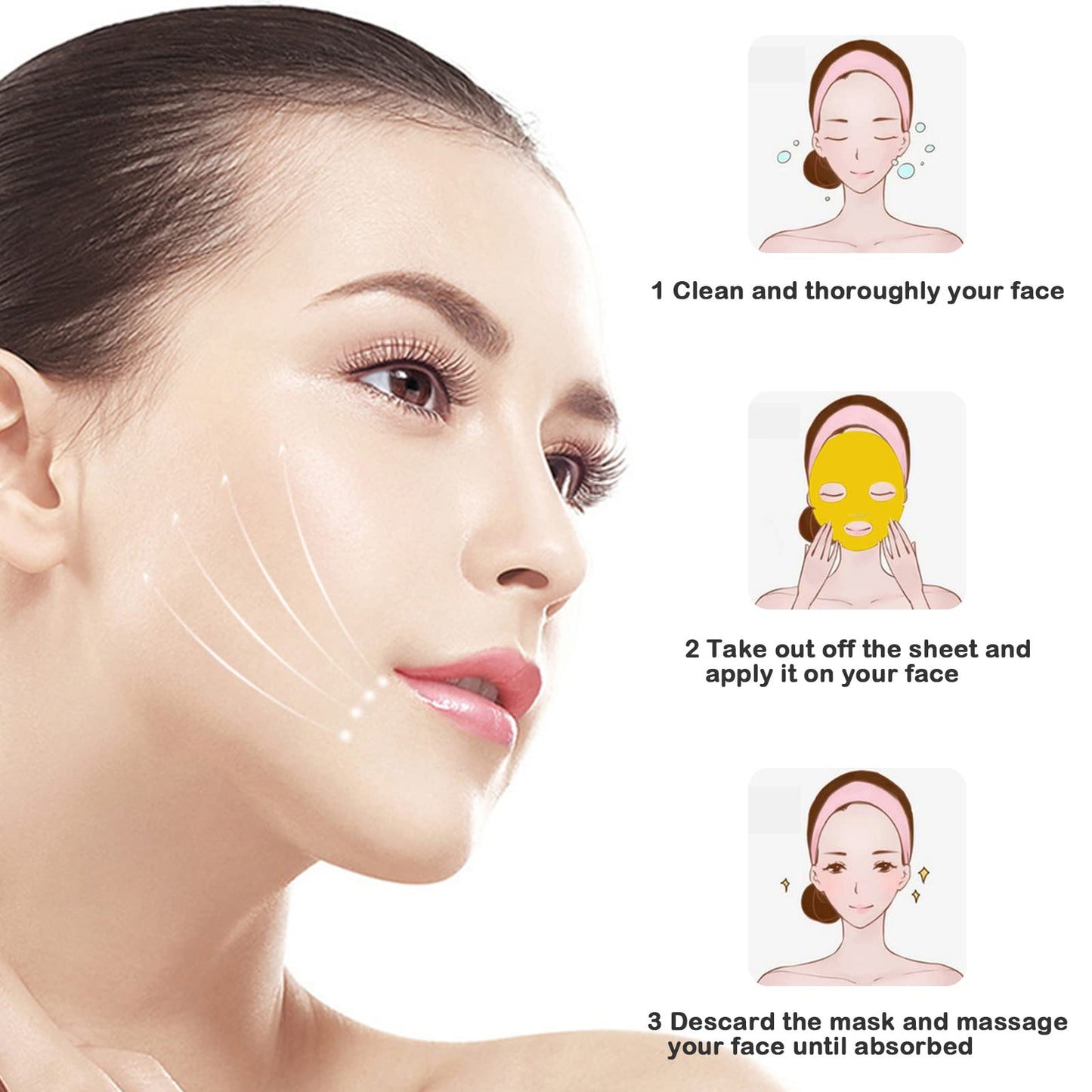 Adofect 12 Pack 24K Gold Gel Facial Masks Skincare Set, Collagen Crystal Sheet Patch for Anti Aging, Puffiness, Anti Wrinkle, Moisturizing, Deep Tissue Rejuvenation and Hydrates Skin