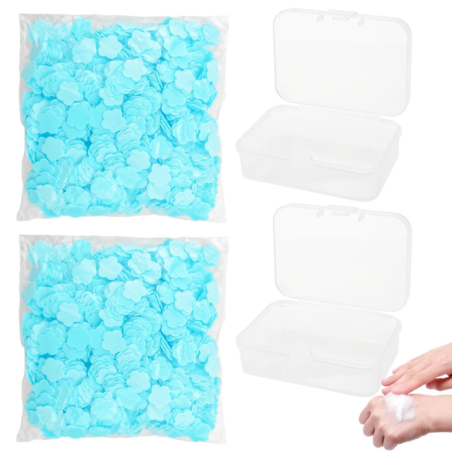Capiant 2000 Sheets Milk Scented Paper Soap for Travel, Portable Hand Washing Sheets, Mini Fresh Petal Soap with 2 Storage Boxes (Blue)