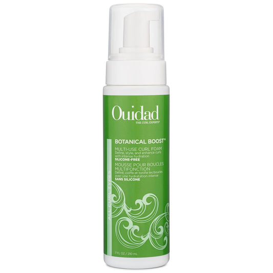 Ouidad Botanical Boost Multi-Use Mousse for Curly Hair, 7 fl oz, Lightweight Hair Styling Foam, Curl Enhancer Restores, Hydrates & Adds Shine, No Silicone, Sulfates & Parabens
