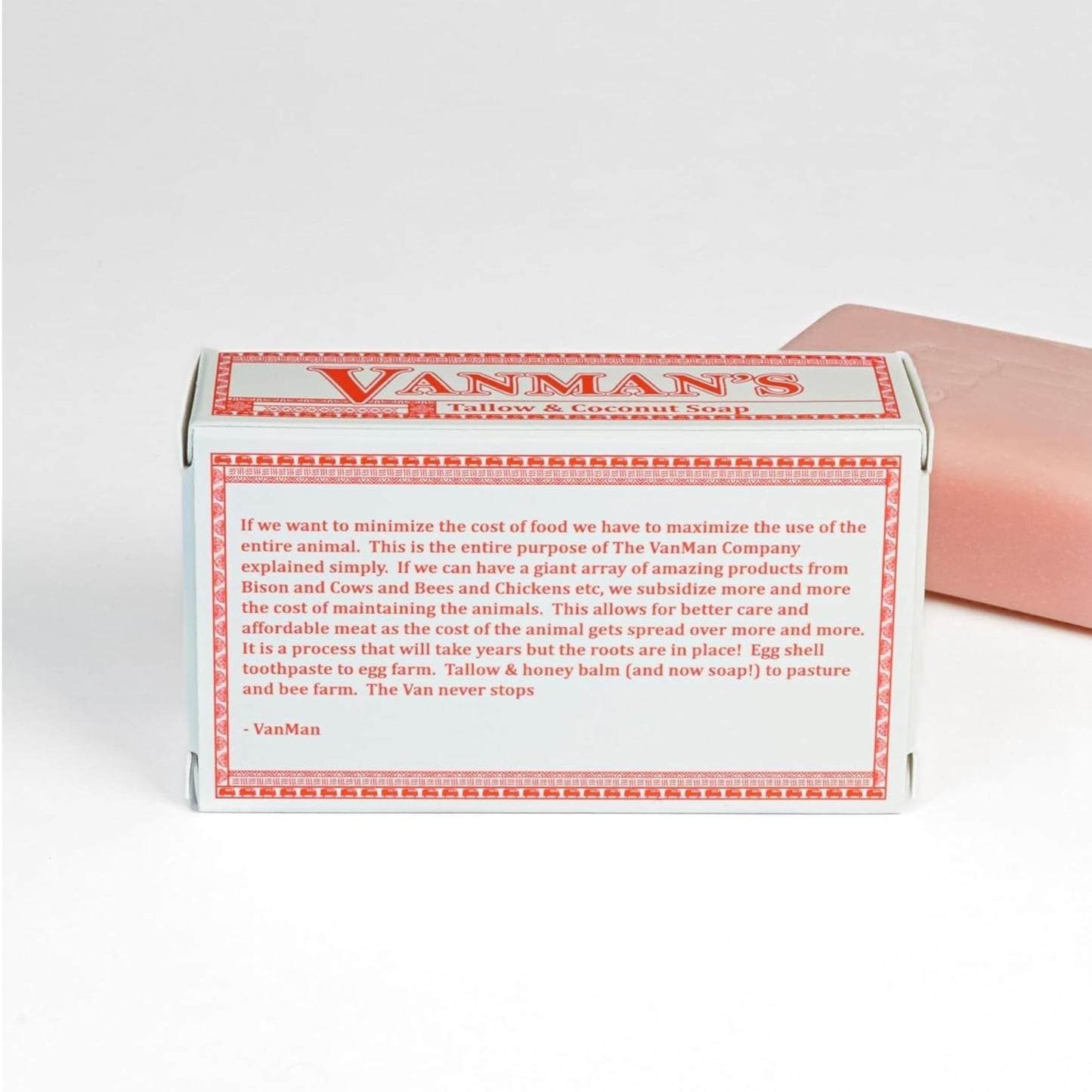 VanMan Beef Tallow and Coconut Oil Bar Soap – Pure Grass-Fed Beef Tallow Soap with Coconut Oil & Kaolin Clay, Subtle Grapefruit Scent, Hydrating & Nourishing, Clean Ingredients, 3.8oz - 5 Pack