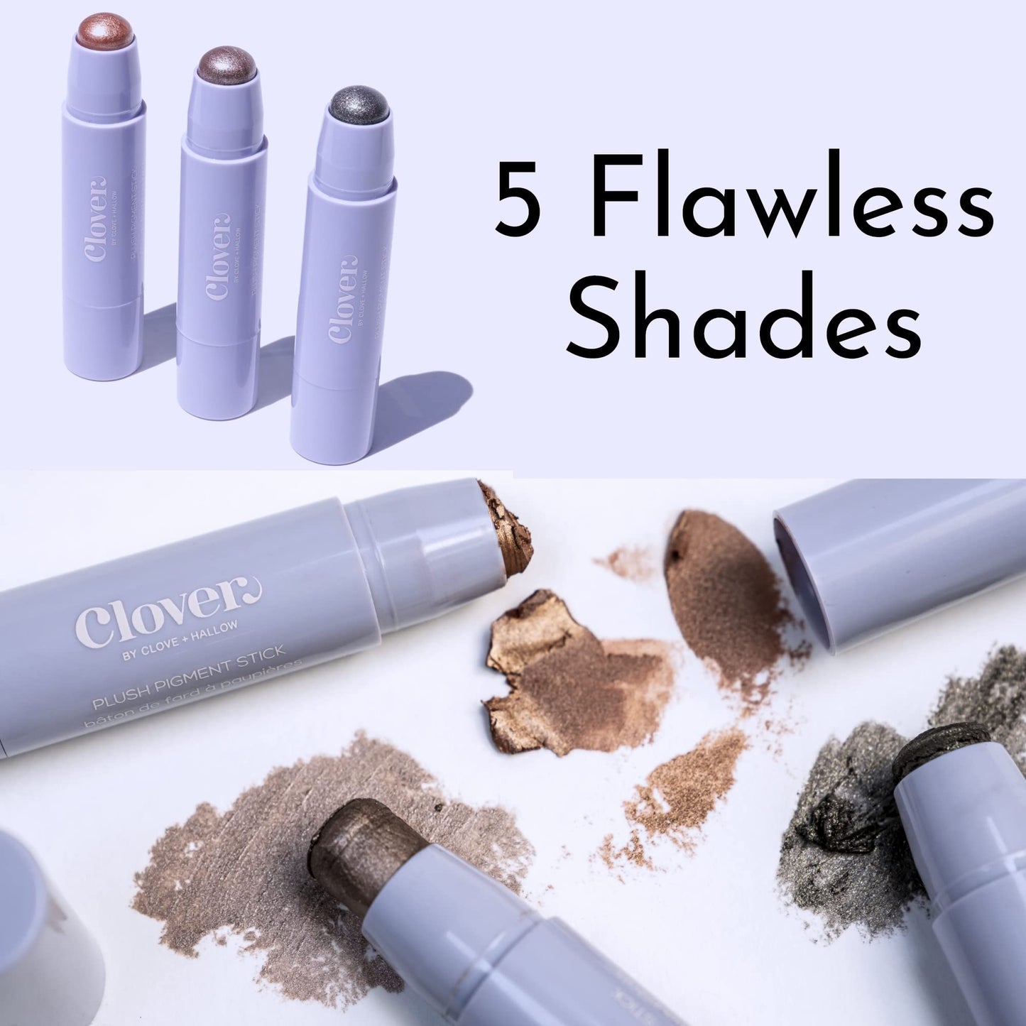 Clover Plush Pigment Cream Eyeshadow Stick | Creamy Texture, Long Lasting Eye Makeup, Less Smudge, Shimmery Eyeshadow | Cruelty-Free & Vegan Eye Makeup | Shade - Sandstone