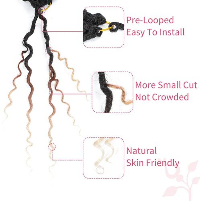 Alicoco Goddess Locs Crochet Hair 14 Inch 8 Packs Faux Locs Crochet Hair For Women Boho Soft Locs Pre-looped River Crochet Locs With Curly Ends (14 Inch (Pack of 8), 1B/27/613)