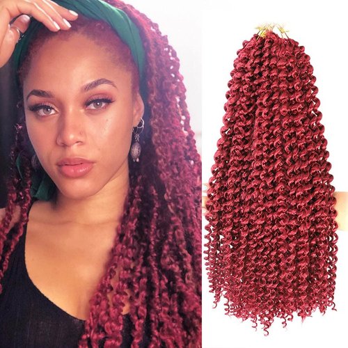 Passion Twist Hair Burgundy 18 Inch 6 Packs Burg Water Wave Crochet Hair for Butterfly Locs Passion Twists Long Bohemian Braiding Protective Style Hair Extensions (18 Inch 6 Packs, BUG#)