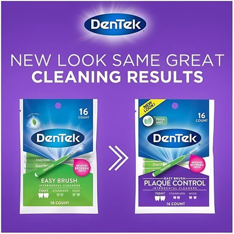 DenTek Easy Brush Fresh Mint Extra Tight Interdental Cleaners 16 Count (Pack of 8)