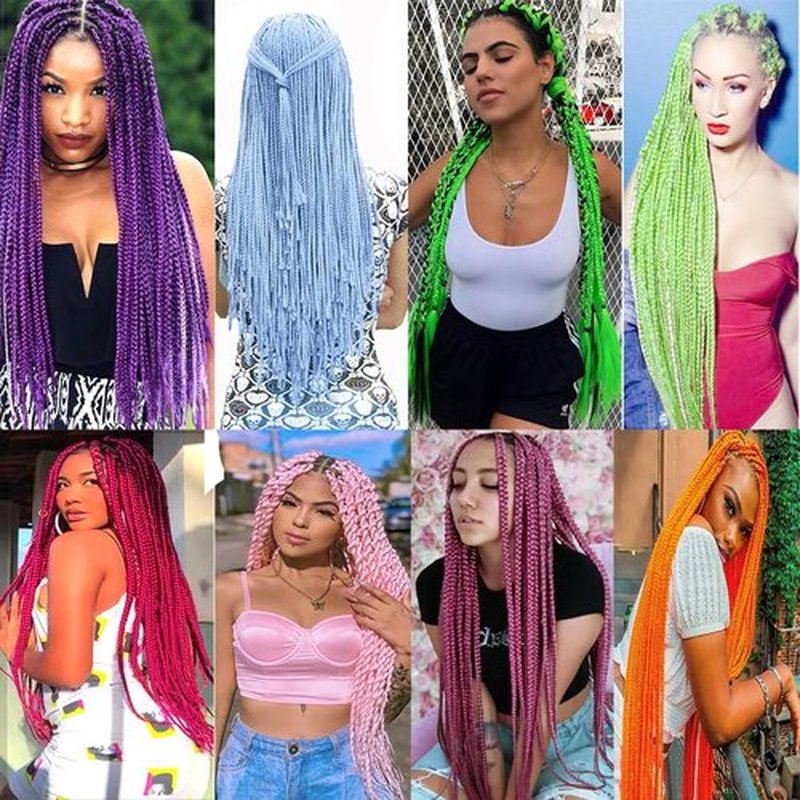 Pre Stretched Braiding Hair Synthetic Braiding Hair Extensions for Women 3 Packs 100g/Pack 26Inch Hot Water Setting Braids Hair for Crochet Braids Hair Sky Blue
