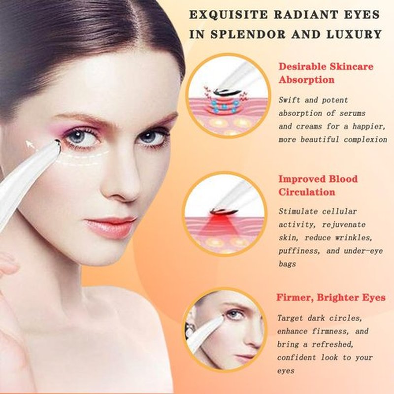 Vowleike Eye Lift Wand, 3 in 1 Vibrating 98°F to 113°F LCD Display Screen Eye Massager for Dry Eyes, Dark Circles and Puffiness, Fine Lines and Wrinkles, Cream White