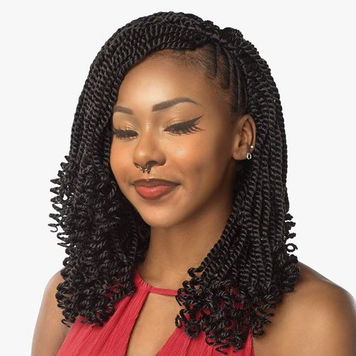 Leeven 14 Inch Wavy Senegalese Twist Crochet Hair with Curly Ends, 2 Packs Black Pre Looped Short Crochet Braids, Pre Twisted Small Hanava Twist, Synthetic Braiding Hair for Women Girl Kids