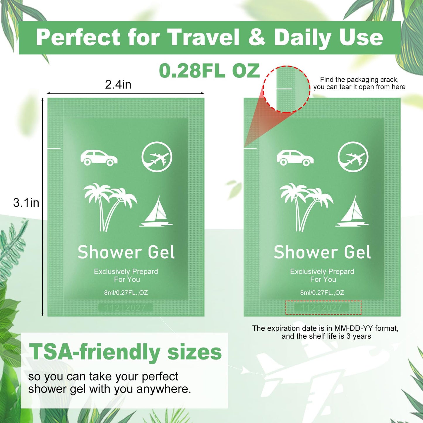 fafortune Travel Size Body Wash Bulk,Verbena Scent,0.28 fl oz (8ml) Small Size Mini body wash,Hotel Supplies Bulk for Guests Airbnbs Homes Resorts Offices and Gyms (pack of 100, verbena)