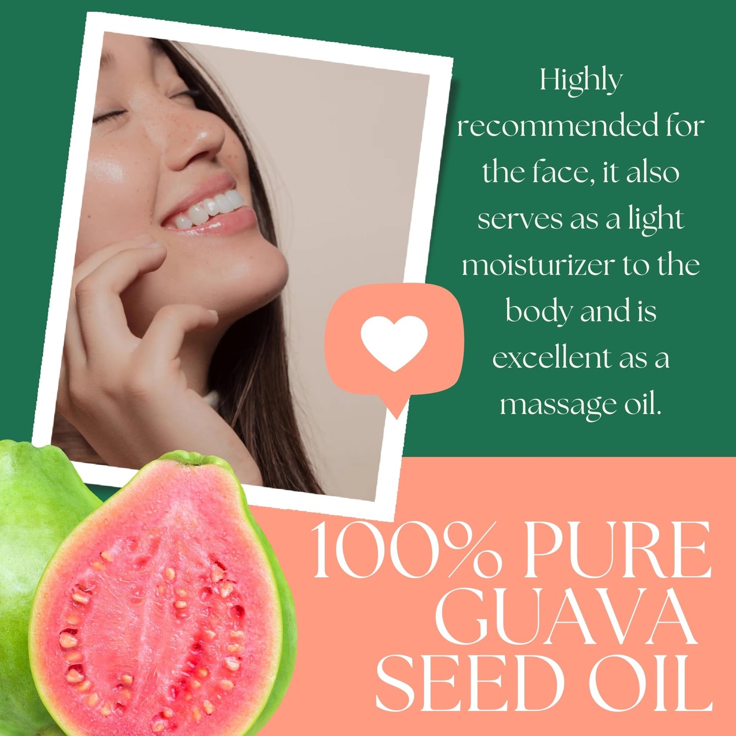 Best Nature's Cosmetics Organic Guava Seed Oil cold pressed for Skin & Hair – Vitamin C Rich, Antioxidant-Rich Hydrating Oil for Glowing Skin & Frizz-Free Hair 2 oz / 60 ml
