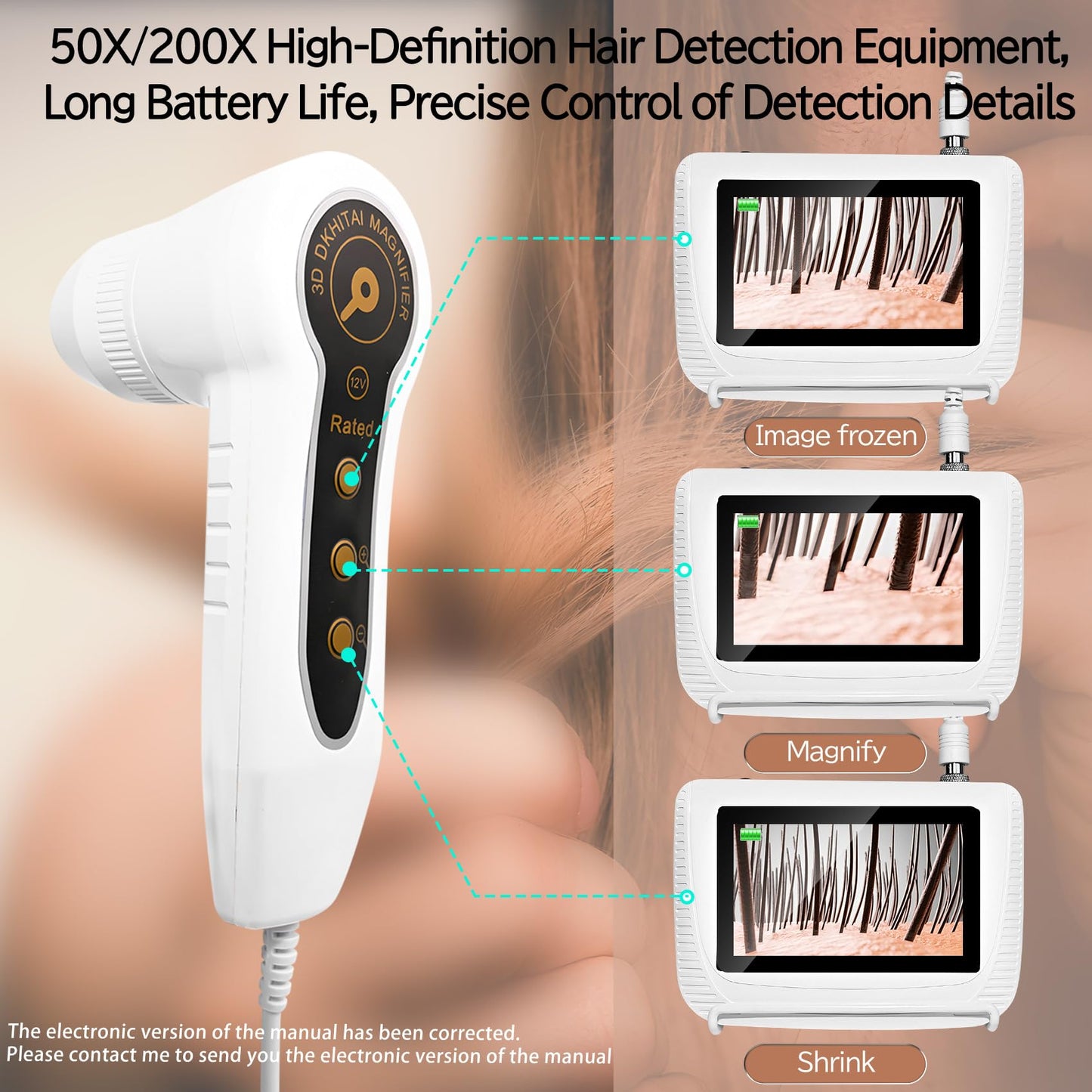 Skin Hair Analyzer, Professional Digital Scalp Analysis Machine with 50x/200x Lenses, Microscope Scanner for Skin Detector (Standard5)