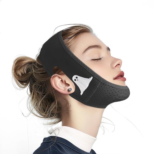 Yuibthr Chin Strap for Sleeping, V Line Lifting Mask, Halloween Decorations Spooky Ghosts, Reusable Face Strap, Jaw Exerciser (black)