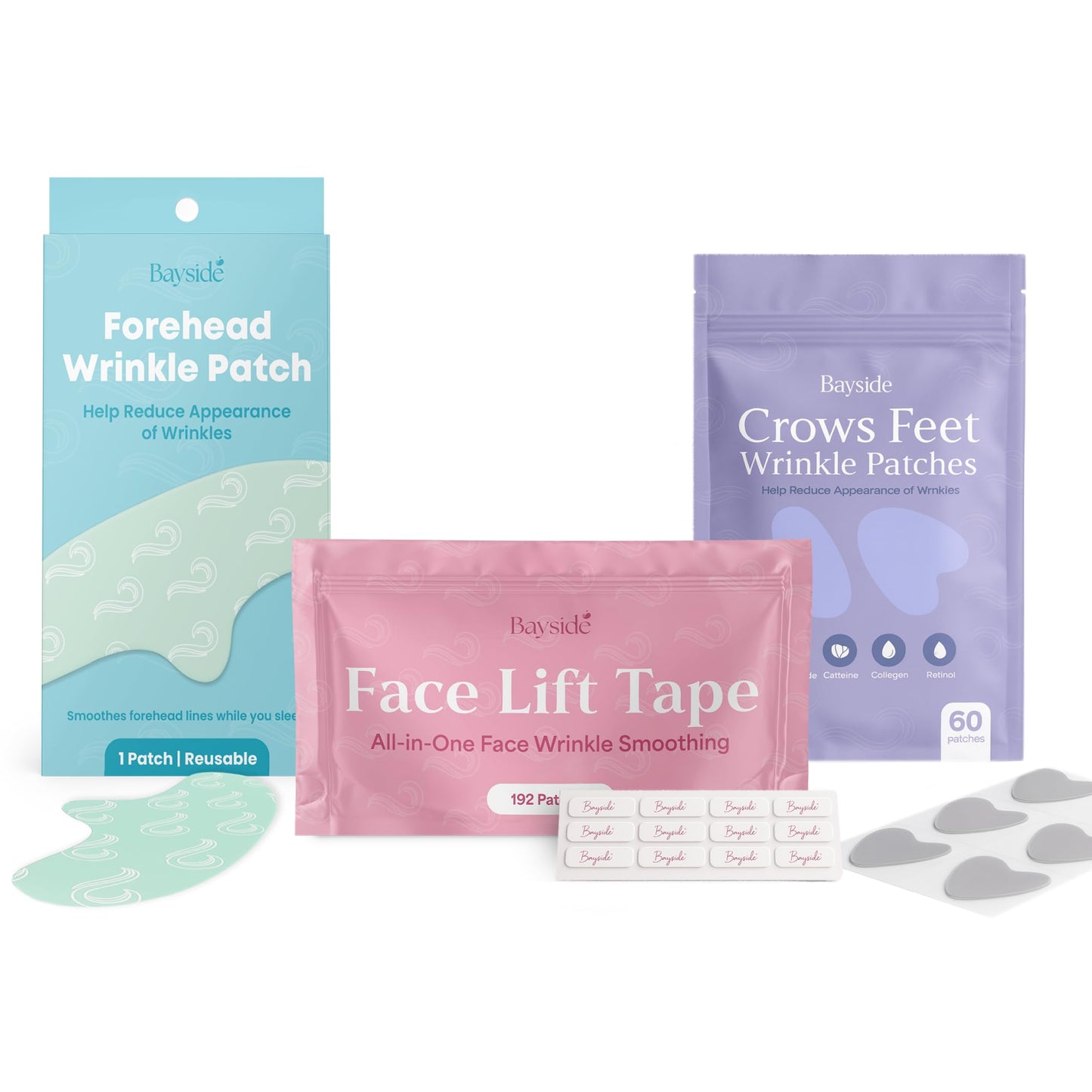 Forehead Wrinkle Patches, Crow’s Feet Patches & Face Lift Tape | Complete Wrinkle Patch Bundle | All-In-One Anti-Aging Smoothing System for Fine Lines, Firming, Lifting & Overnight Wrinkle Prevention