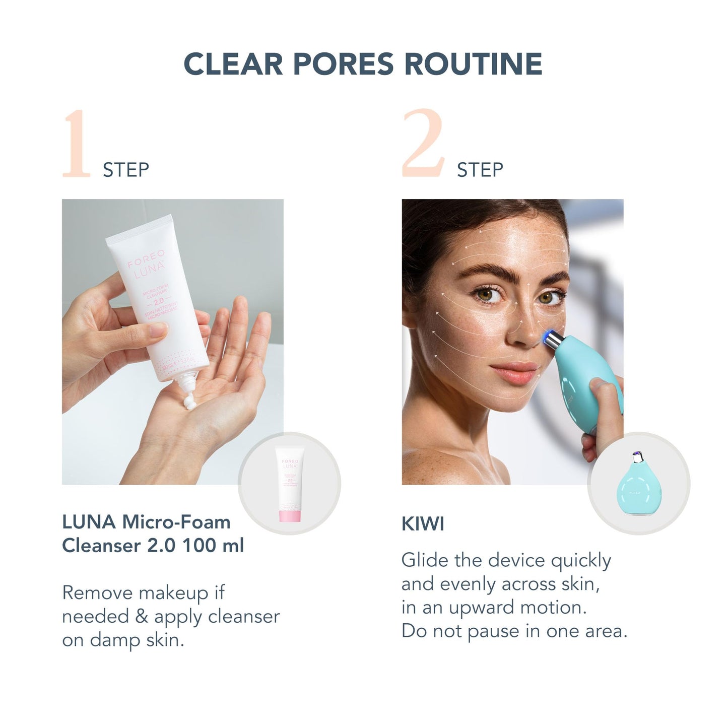 FOREO Blackheads Suck KIWI Bundle - Whitehead & Black Head Remover for Face + LUNA Micro-Foam Cleanser 2.0, 3.5 oz - Vacuum Skin Care Tools - Blackhead Extractor for Face & Nose - No Pore Strips