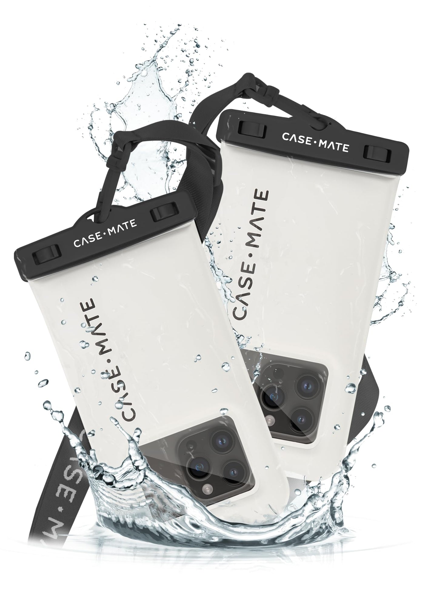 Case-Mate 2 Pack IP68 Waterproof Phone Pouch - Floating Waterproof Phone Case w/Crossbody Lanyard - Beach Cruise Ship Travel Essentials - Compatible w/All Devices, Touchscreen Friendly - Sand Dollar