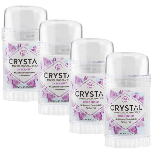 Crystal Mineral Deodorant Stick, Unscented, 4.25 oz (Pack of 4)
