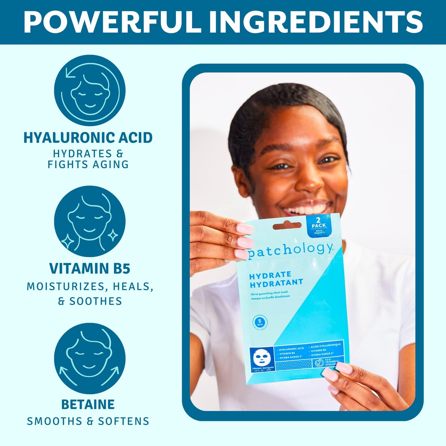 Patchology Hydrate FlashMasque Sheet Mask with Hyaluronic Acid | 2pk