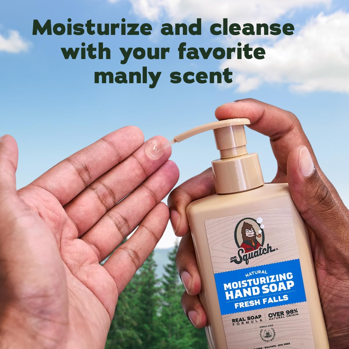 Dr. Squatch Natural Moisturizing Hand Soap - Tough on Dirt + Grime - Clean Ingredient, Gentle for all Skin Types - Moisturizing + Non-Drying - Fresh Falls (8 fl oz, 3-Pack)