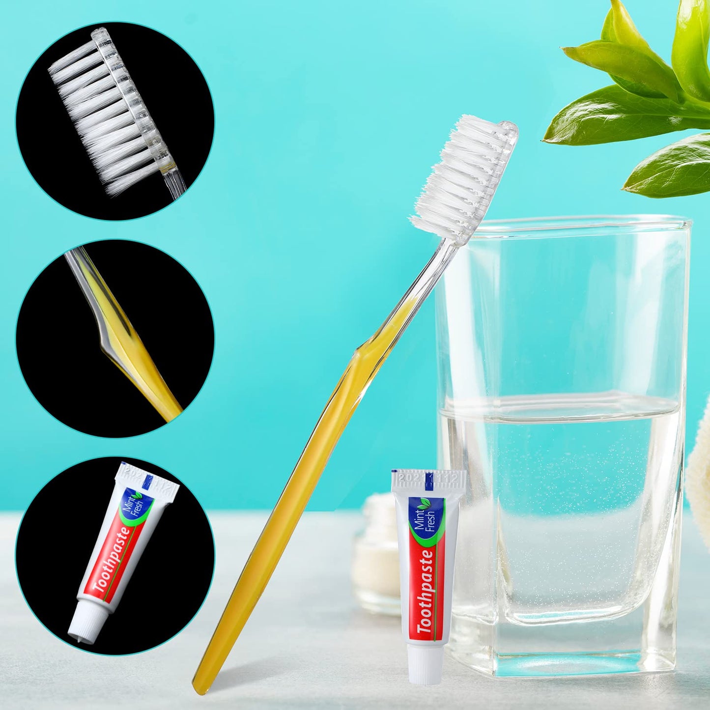 meekoo 200 Set Disposable Travel Toothbrushes with Toothpaste and Comb Individually Wrapped Bulk for Homeless Hygiene Kit Care Package Supplies for Hotel Nursing Home Shelter Charity(Gold,Classic)
