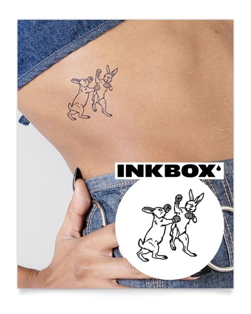 Inkbox Temporary Tattoos, Semi-Permanent Tattoo, One Premium Easy Long Lasting, Water-Resistant Temp Tattoo with For Now Ink - Lasts 1-2 Weeks, Bunny Boxers, 3 x 3 in
