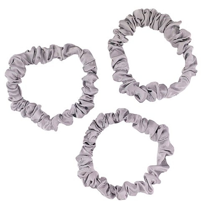 Celestial Silk Mulberry Silk Scrunchies for Hair - Small Silk Hair Ties (Silver)