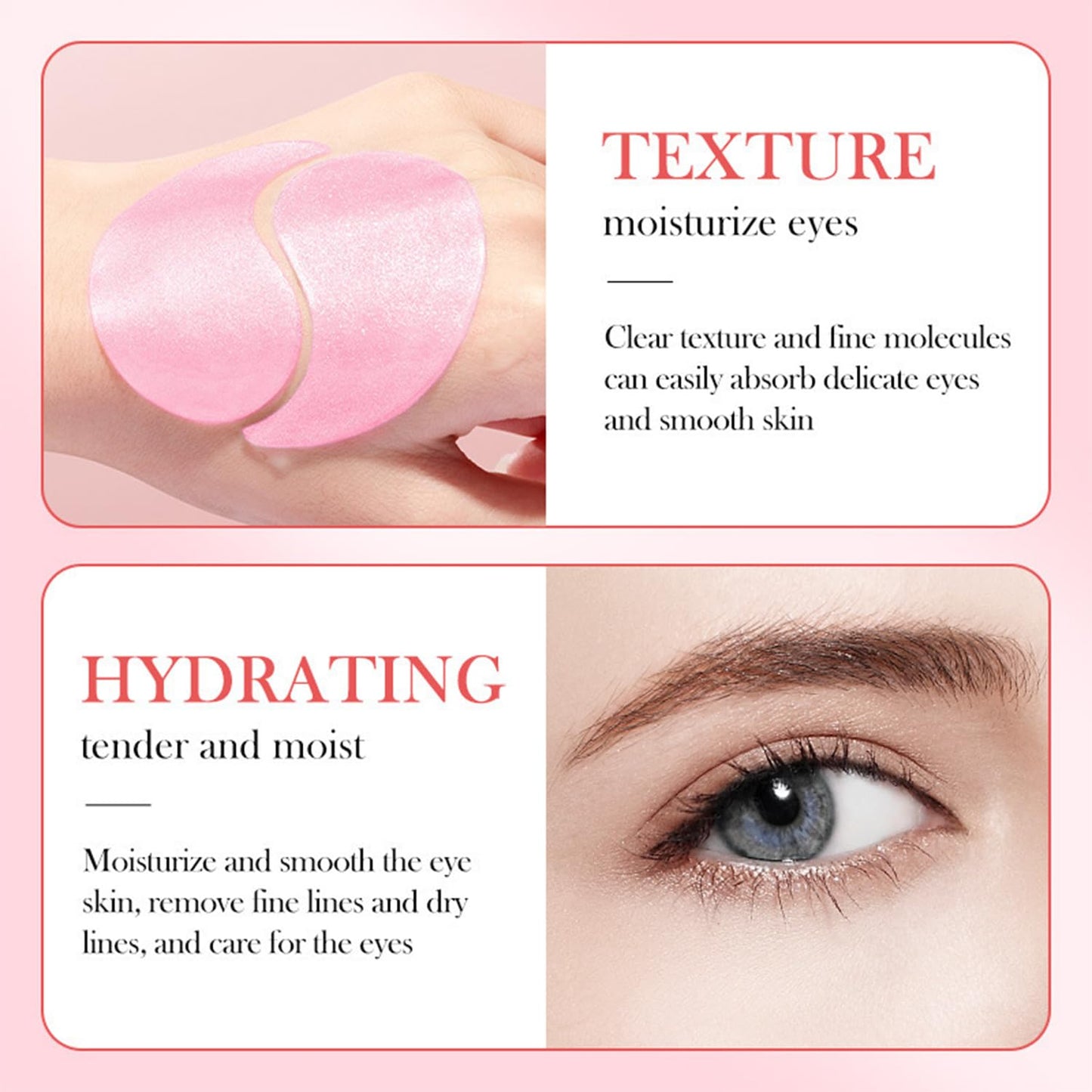 Rose Eye Masks, 60 PCS Eye Patches for Puffy Eyes and Dark Circles, Hydrating Eye Mask Skincare, Eye Patch, Parches Para Ojeras, Under Eye Bags, Reduce Wrinkles and Fine Lines, Improve Eye Skin