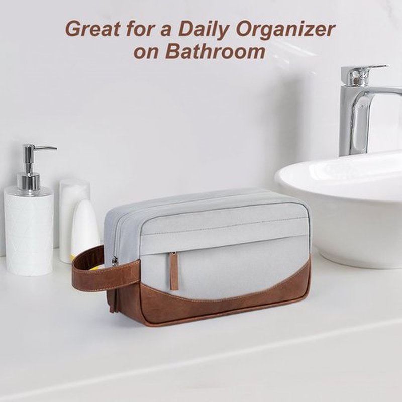 Ezday Travel Toiletry Bag for Men, Hanging Toiletry Organizer, Water Resistant Shaving Kit with Large Capacity for Travel Accessories (Grey)