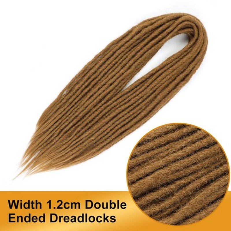 Aguacor Straight Dreadlocks Synthetic Double Ended Dreadlock Extensions 24inches 5 Strands Width 1.2cm Soft Light Brown DE Dreadlock Extensions for Women (5 Strands, 27#)