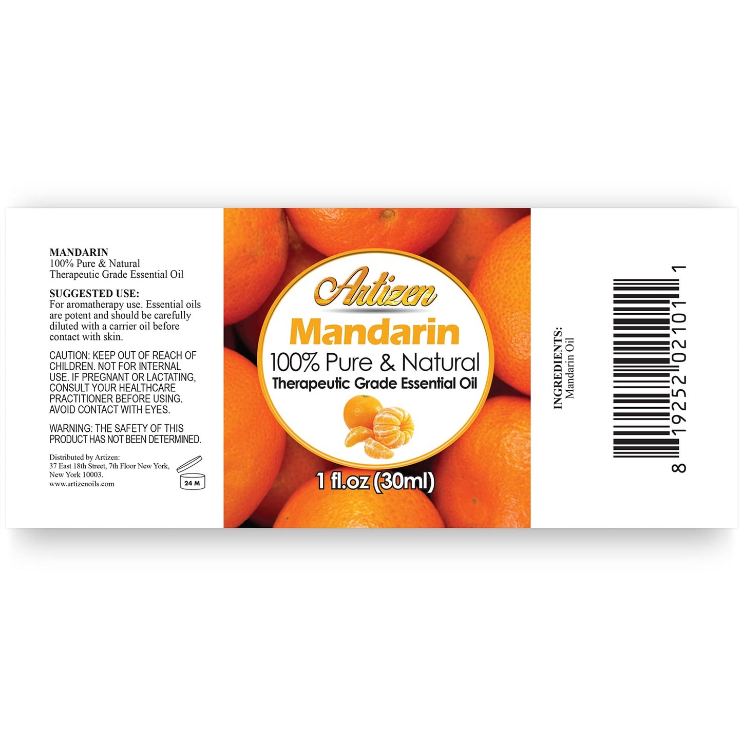 Artizen 4oz Oils - Mandarin Essential Oil - 4 Fluid Ounces