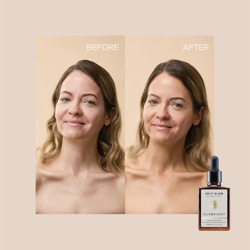 Self Glow by James Read - Sunbright Mix-In Tinted Tan Drops for Customizable Glow | Blend into Moisturizer, Serum, or Makeup | Instant, Buildable Glow | Silicone + Drying Alcohol-Free (30mL | 1 fl oz)