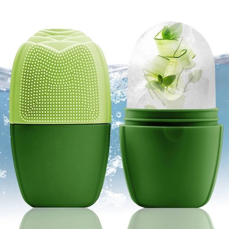 XHJRI Ice Face Roller Massager,Ice Cube Roller for Face, Eyes and Neck Naturally Conditioning and Skin Care,De-Puff Eye Bags,Reduce Migraine Pain,Reusable Massage Silicone Ice Mold (New Green)