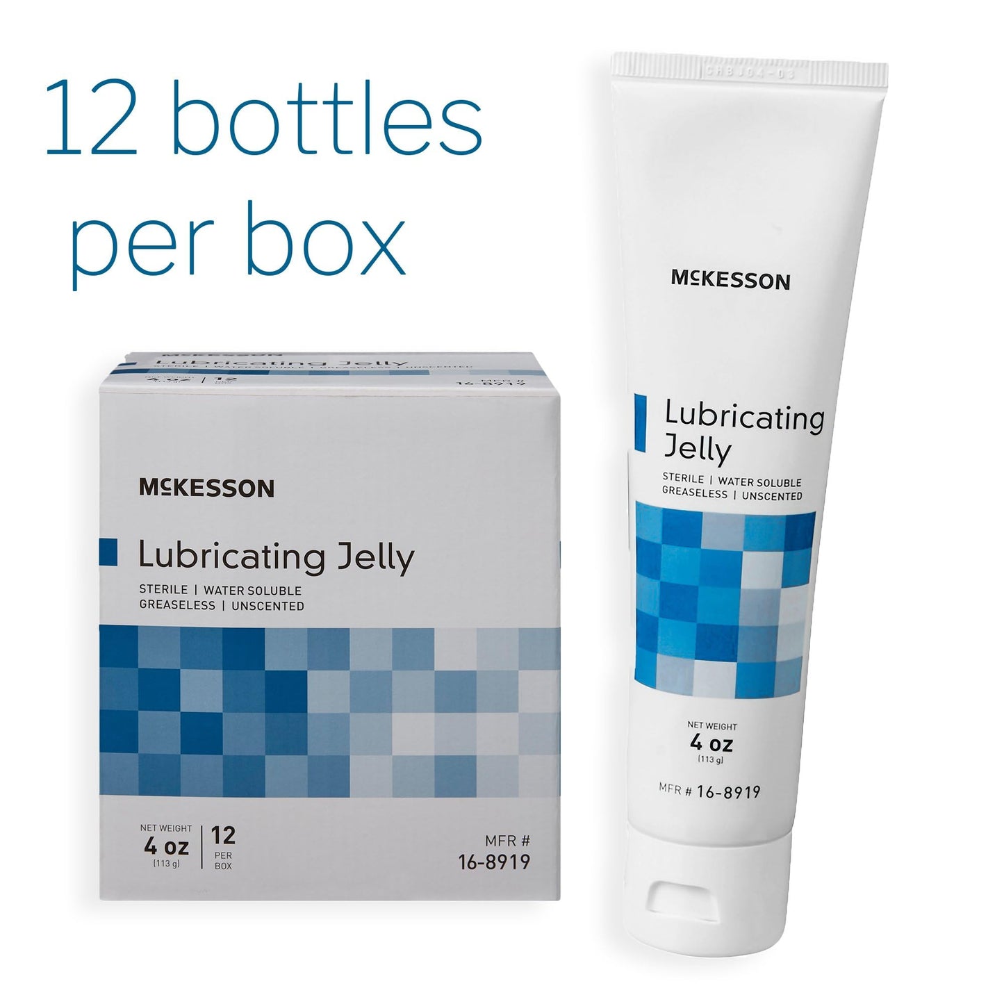 McKesson Lubricating Jelly, 4 oz [12 Count] Water Based Non-Sticky Lube, Water Soluble Lubricant Gel - for Surgical, Medical, Personal – Sterile Tube