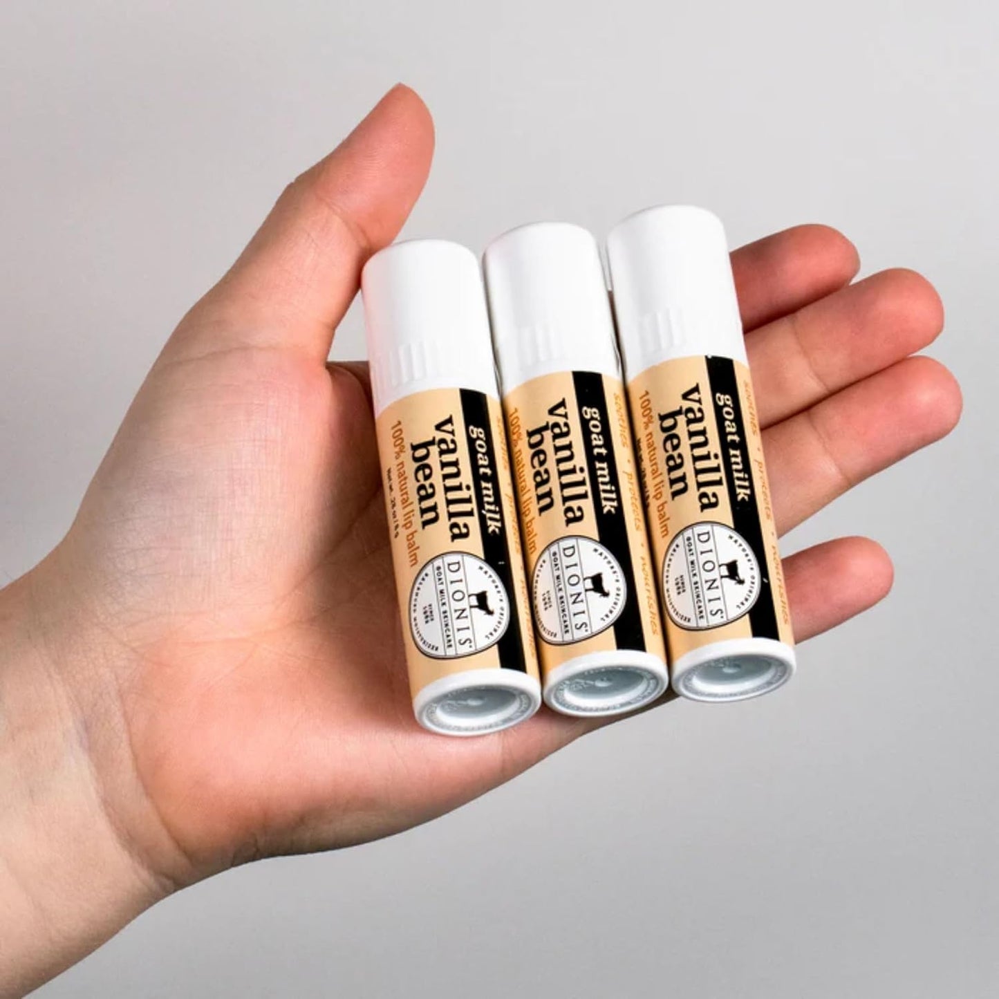 Dionis - Goat Milk Skincare Scented Lip Balm, Set of 6 (0.28 oz), Moisturize Dry and Chapped Lips, Cruelty-free and Paraben-free (Vanilla Bean)