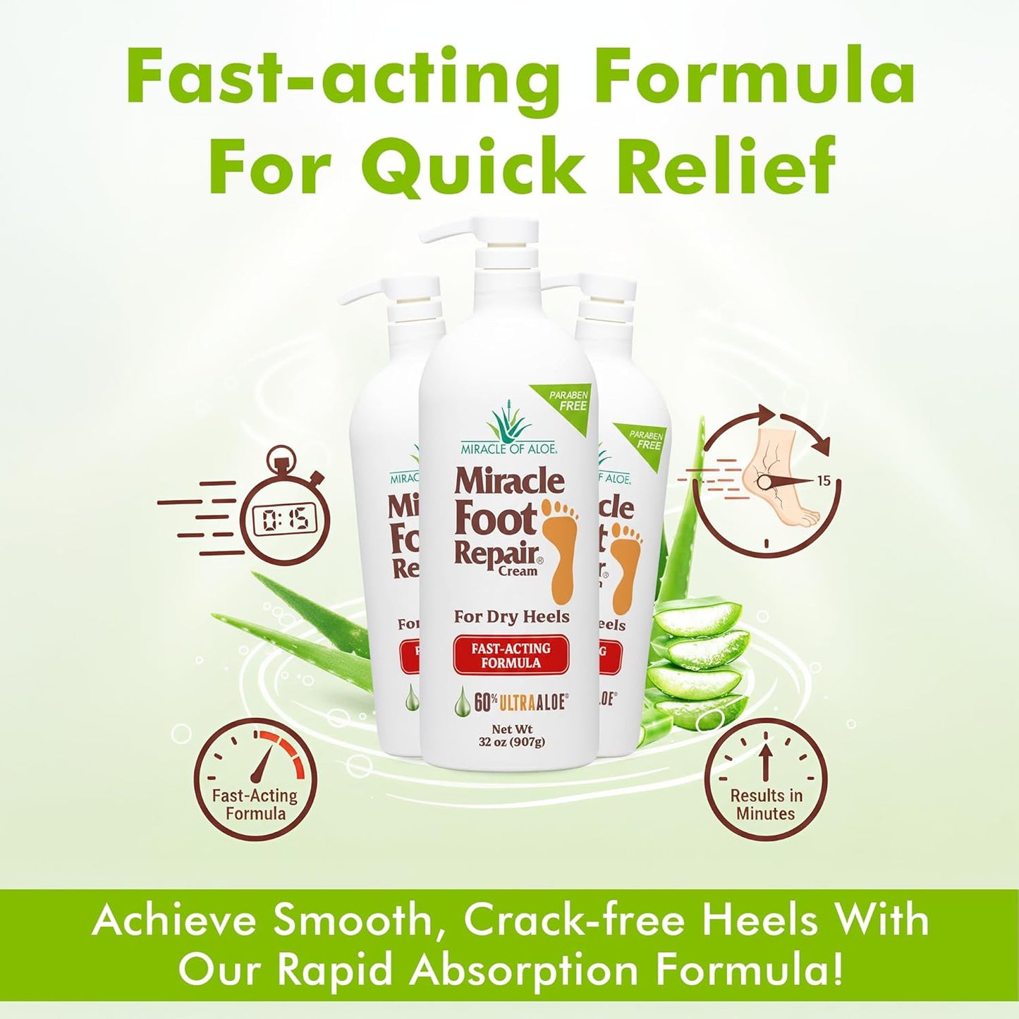 Miracle Foot Repair Cream (1 oz / 12 Pack) Repairs Dry Cracked Heels and Feet, 60% Pure Ultra Aloe Moisturizes, Softens, and Repairs