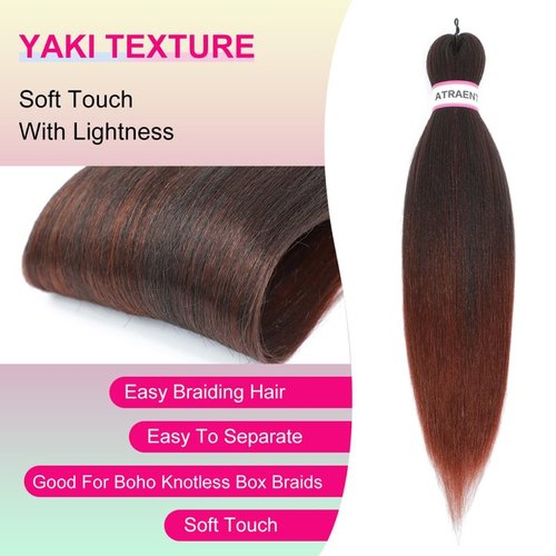 ATRAENTE Braiding Hair Pre Stretched,18 Inch 8 Packs Ombre Braiding Hair for Boho Box Braids Yaki Texture Hot Water Setting Soft And Light(18"4/350#)