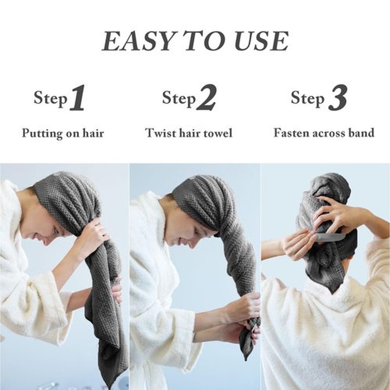 Wuwahold Microfiber Hair Towels, Waffle Hair Towel Set, Super Soft Highly Absorbent, Sturdy Quick Drying Turbans for Long, Thick, Curly Hair (5 Pack, 40" x 20")