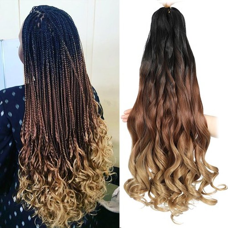 French Curly Braiding Hair 18 Inch 8 Packs - Pre Stretched Bouncy Braiding Hair- Loose Wavy Braiding Hair Synthetic Hair Extensions For Black Women (18 inch 8 packs 1B/30/27)