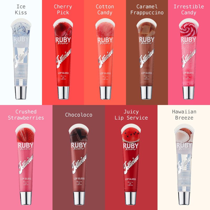 Ruby Kisses Jellylicious Lip Gloss, High-Shine Non-Sticky Hydrating Plump