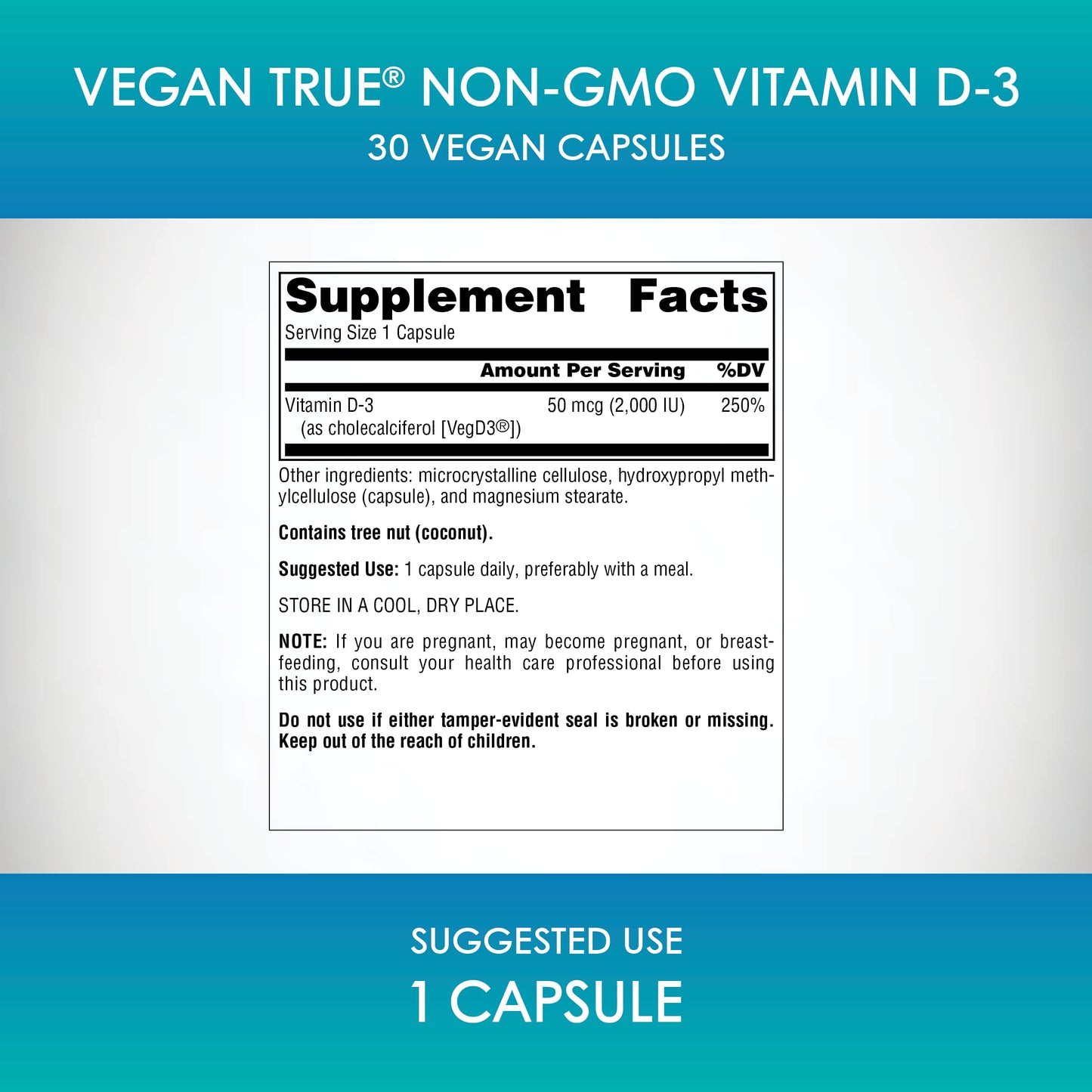 Source Naturals Vegan True, Vitamin D-3, 2,000 IU - 30 Vegan Capsules