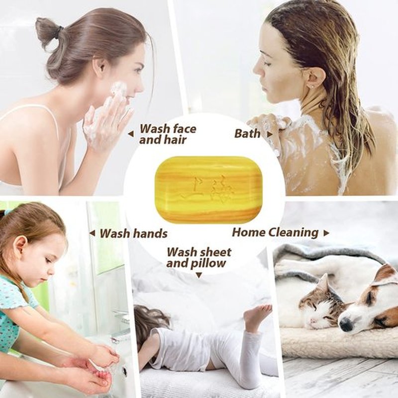 Bee & Flower Shanghai Sulfur Soap 10% Sulfur Soap Face and Body Bar Soaps 3.4 Oz (4 Packs)