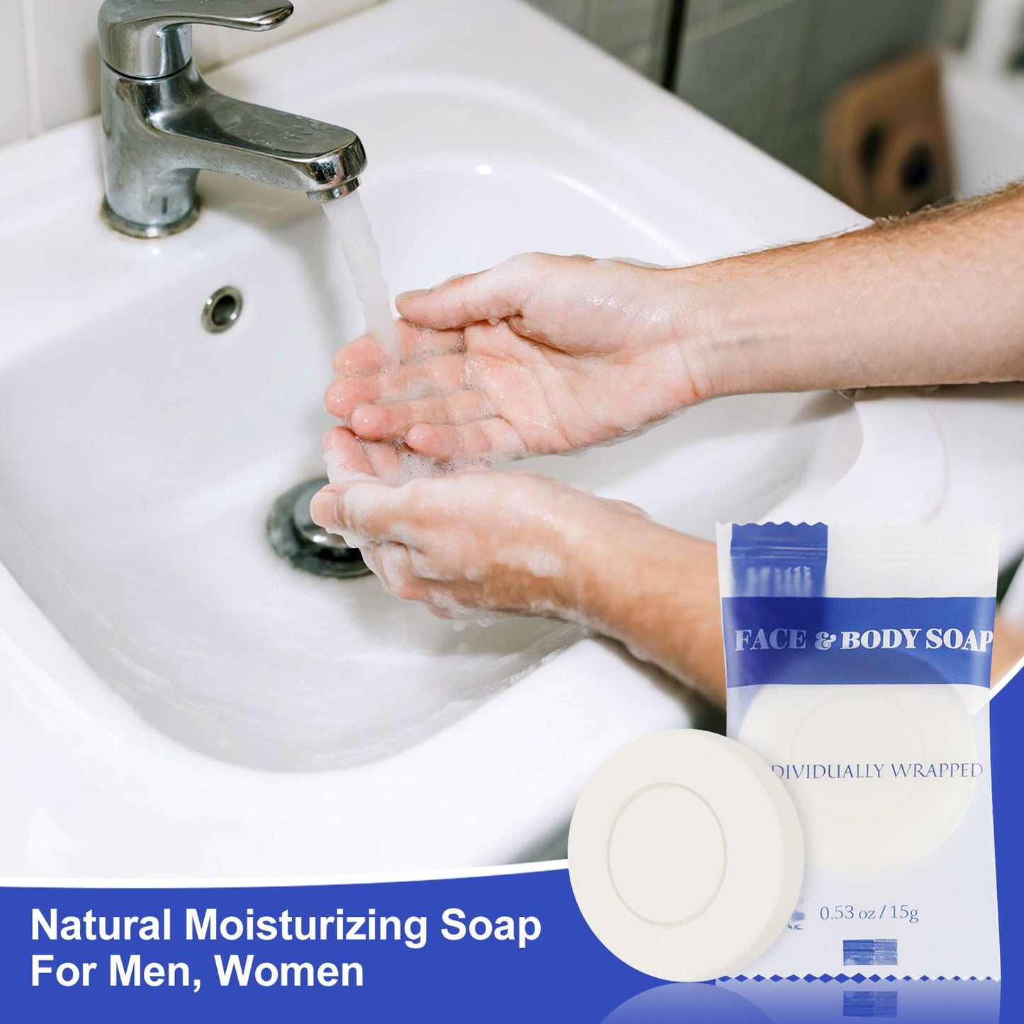 Travel Size Bar Soap in Bulk, Individually Wrapped Disposable Mini Soap for Hand Face & Body Mini Toiletries Amenities Kit Hotel, Shelter/Homeless/Nursing Home/Charity/Motel/Guest 0.53 oz (120 Pack)