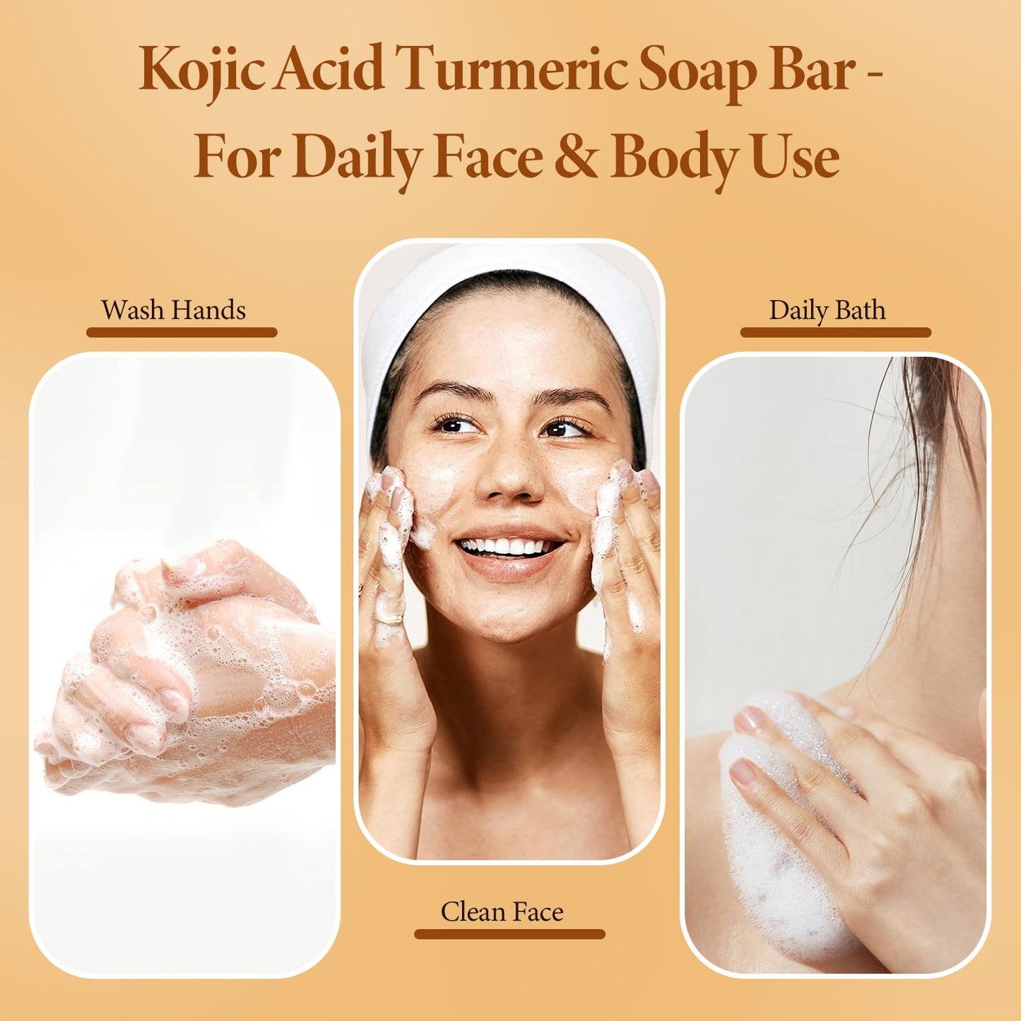 PALFICAB Kojic Acid Soap for Dark Spots & Uneven Skin Tone – Turmeric Brightening Cleansing Bar with Vitamin C, Shea Butter & Hyaluronic Acid – Face & Body Soap for Radiant-Looking Skin, 3.5 oz