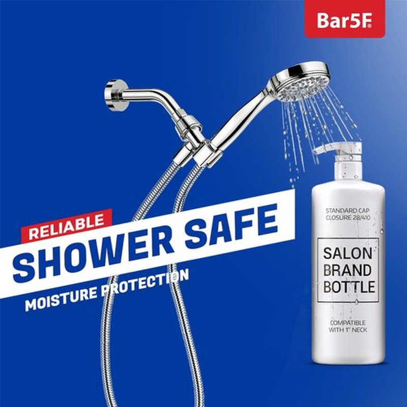 Bar5F Pump for 33.8-Oz Shampoo and Conditioner Liter Bottles 1" inch Bottle Neck 2-Pack (White)