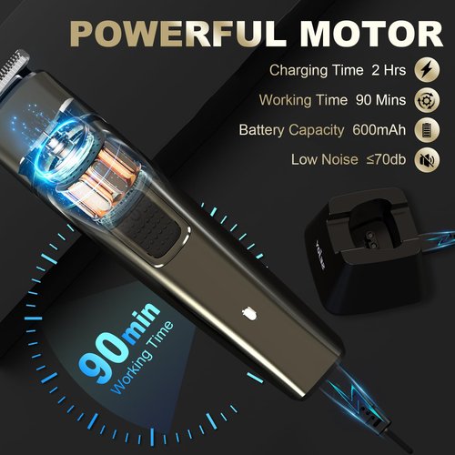 Body Hair Trimmer for Men Electric Groin Hair Trimmer Cordless Beard Trimming Kit with Standing Charging Dock USB Rechargeable,for Mustache Body Facial Nose Ear Hair Cutting with LED Light