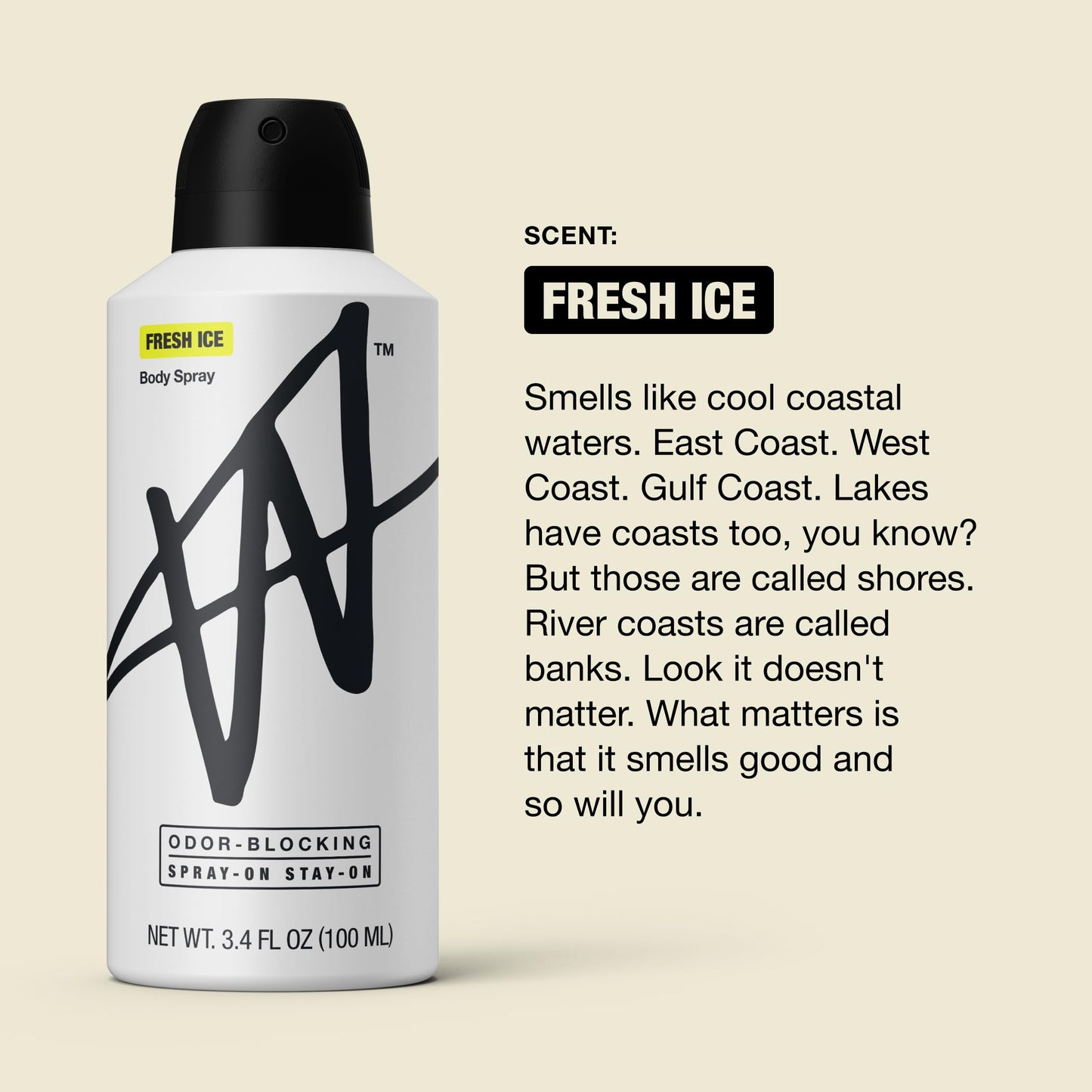Jake Paul Fresh Ice Body Spray for Men By W, Odor Blocking Body Deodorant, Long Lasting Protection, 3.4 fl oz