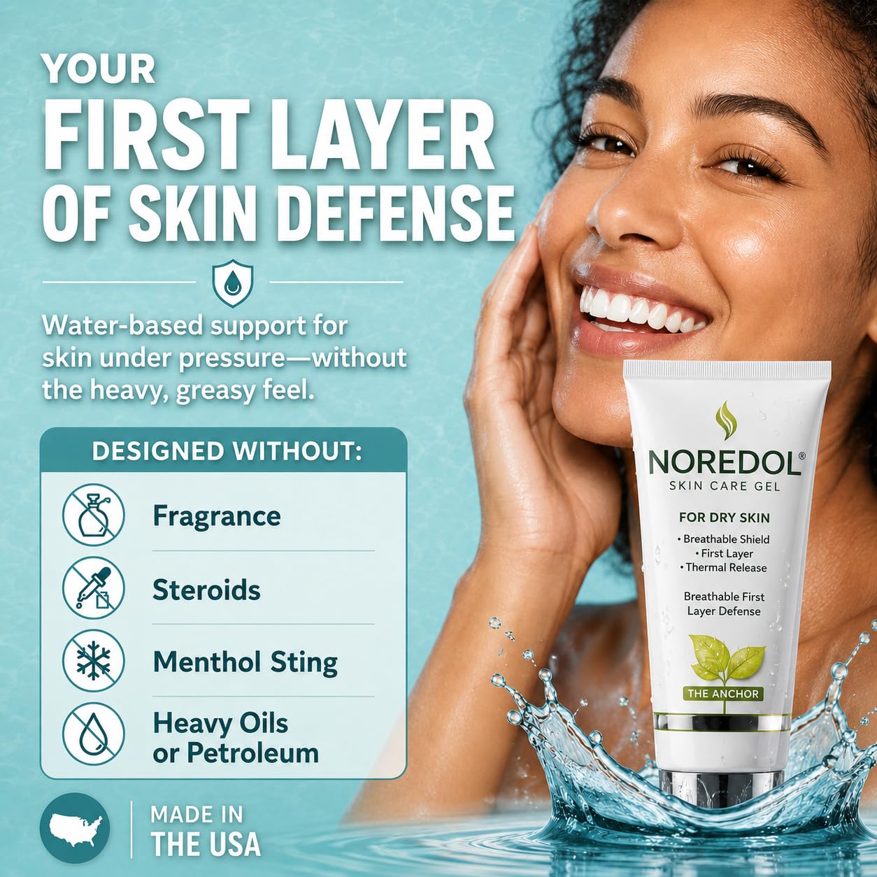 Noredol Barrier Repair Gel Moisturizer - Water Based Weightless Daily Defense for Sensitive Skin - Post Laser Post Peel Recovery - Aloe Vera & Panthenol Fragrance Free - Made in USA (1oz)
