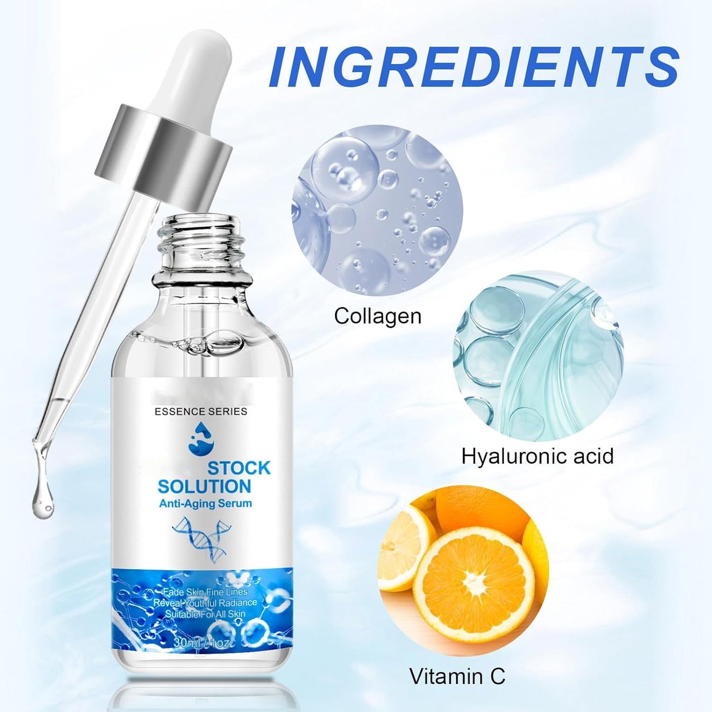 Facial Serum 1 Fl Oz, Anti Aging Serum For Face, Instant Face Tightening, Reduce Fine Lines, Wrinkles, Boost Skin Collagen, Hydrate & Plump Skin