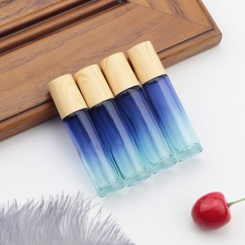 Newzoll 8 Pcs Glass Roller Bottles Essential Oils Perfume Roll on Bottles 10 ml (1/3 oz) Blue Gradient Rolling Bottles Vials Container for Oils Lip Balms