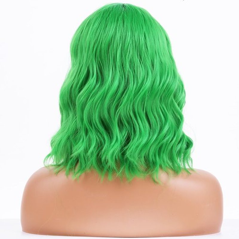 BERON Green Womens Wigs Short Curly Bob Wig Light Color Wavy Hair Wigs for Girls Middle Part Women's Synthetic Wigs Cosplay or Daily Used