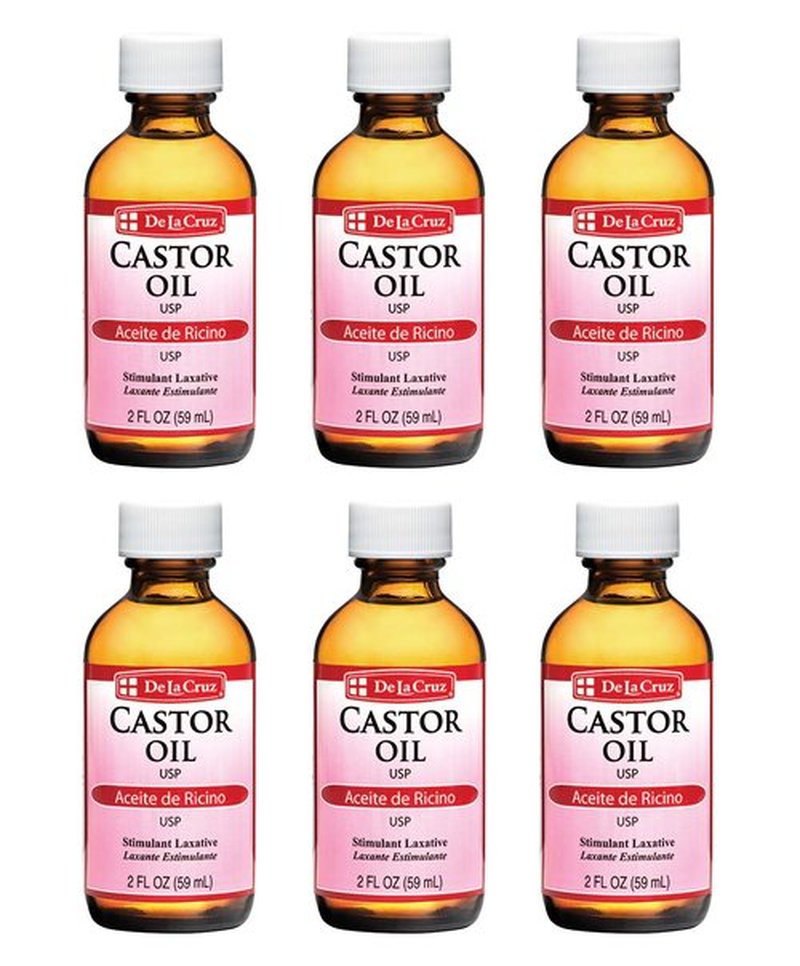 De La Cruz Castor Oil - 100% Pure Castor Oil for Hair, Skin, Eyelashes, and Eyebrows - USP Grade, 2 FL Oz (6 Bottles)